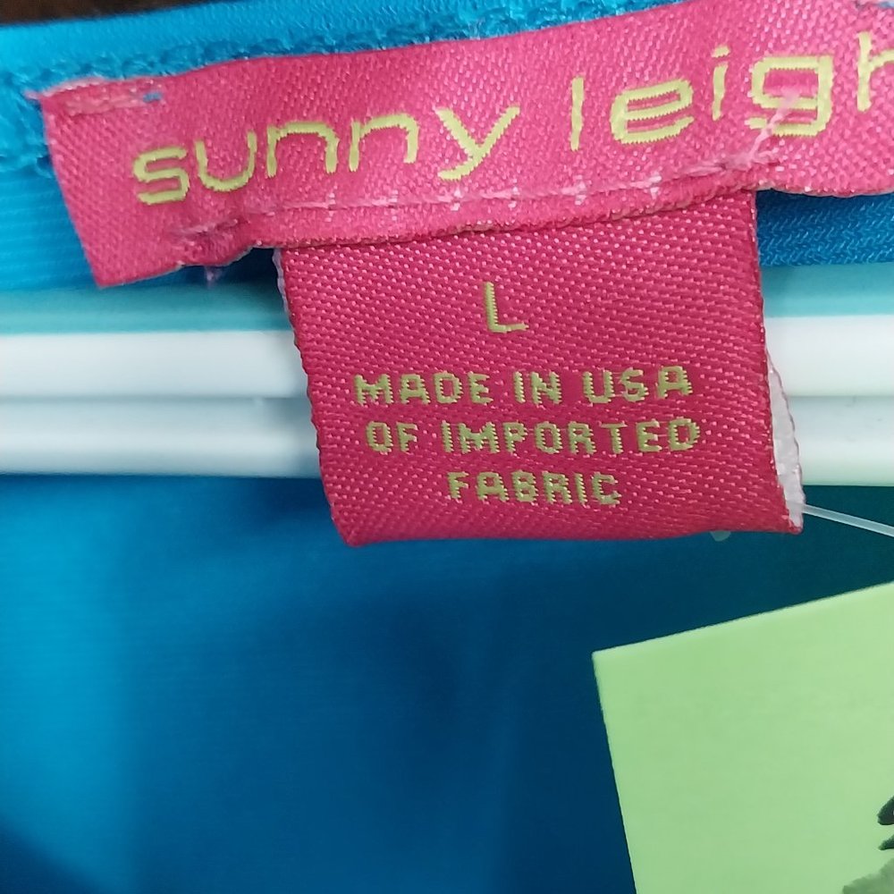 2957 Size Large Sunny Leigh Two Piece Teal Green Embellished Stretch Fabric Set - Picture 10 of 12